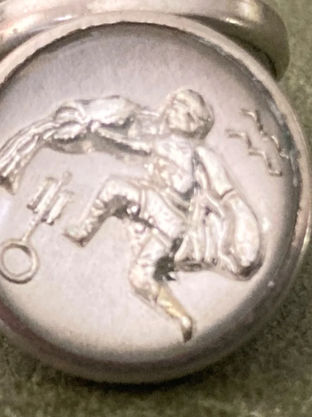 Vintage Aquarius Essex Glass Cufflinks Silver Tone Chain Back Zodiac